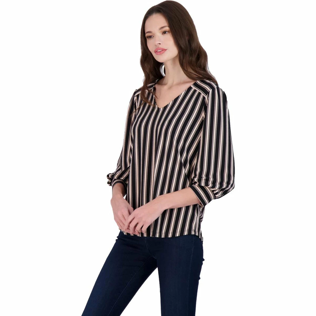 Best reviews of ๐ฅฐ Adrianna Papell ๐ฉ Womens Striped Three-Quarter Cuff Blouse ๐ - Image 2