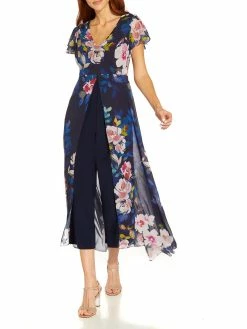 Budget 🥰 Adrianna Papell 👩 Womens Floral Overlay Jumpsuit 😍