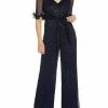 Promo 🎁 Adrianna Papell 👩 Womens Tie Waist Metallic Jumpsuit 👏