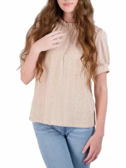 Best deal 👍 Adrianna Papell 👩 Womens Ruffled Polka Dot Blouse 🔥