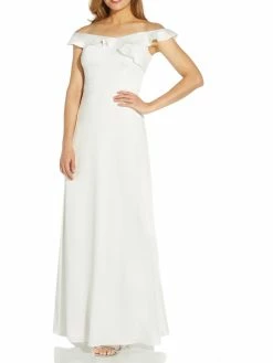 Cheap 🧨 Adrianna Papell 👩 Womens Crepe Wedding Evening 👗 Dress 🎉