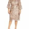 Outlet 🎁 Adrianna Papell Plus 👩 Womens Embroidered Midi Cocktail and Party 👗 Dress ❤️