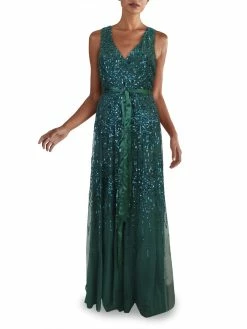 Buy ๐ Adrianna Papell ๐ฉ Womens Mesh Sequined Evening ๐ Dress โ๏ธ