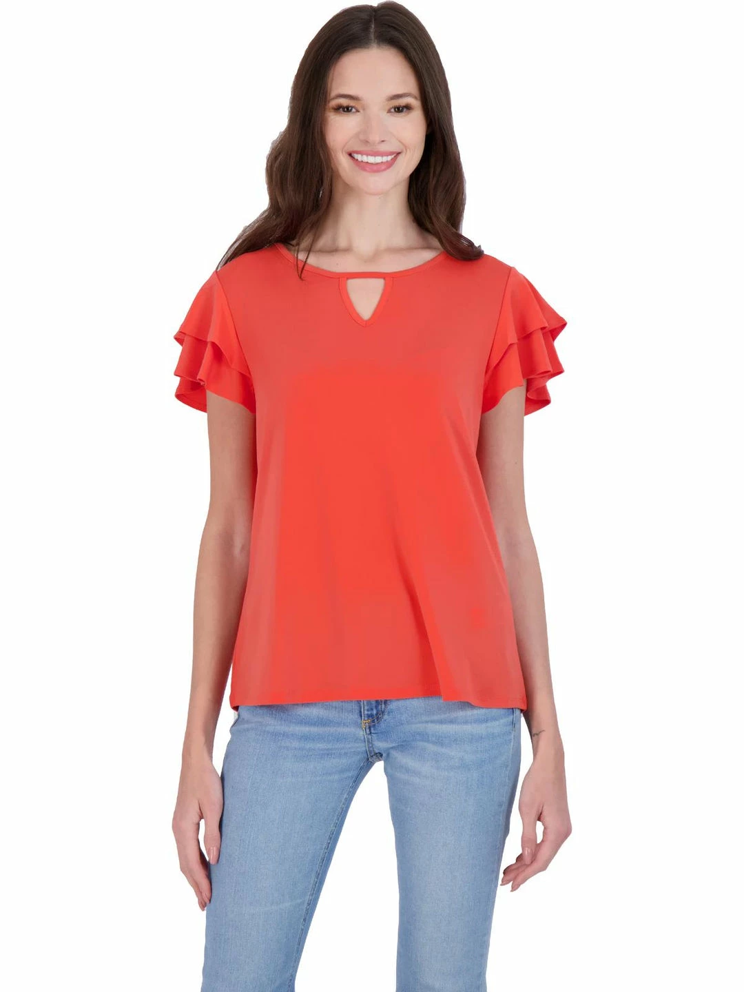 Best reviews of โ Adrianna Papell ๐ฉ Womens Cut-Out Flutter Sleeves Top ๐คฉ