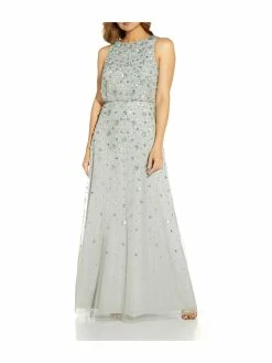 Best Pirce ๐ Adrianna Papell ๐ฉ Womens Beaded Halter Evening ๐ Dress ๐ฏ