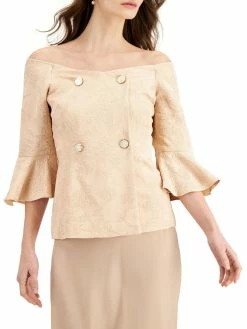 Wholesale 😉 Adrianna Papell 👩 Womens Metallic Off-The-Shoulder Knit Top 🎉