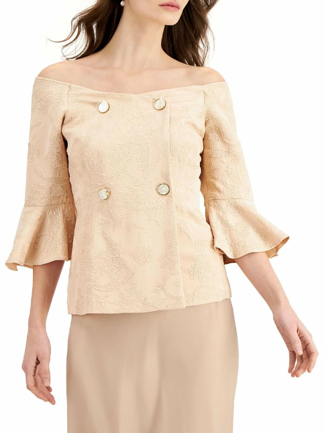 Wholesale ๐ Adrianna Papell ๐ฉ Womens Metallic Off-The-Shoulder Knit Top ๐