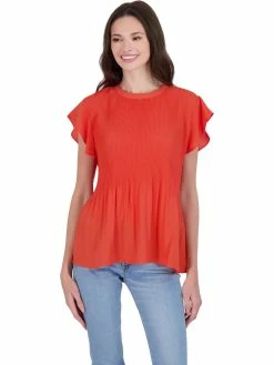 Best reviews of ❤️ Adrianna Papell 👩 Womens Scoop Neck Flutter Sleeves Top 😀