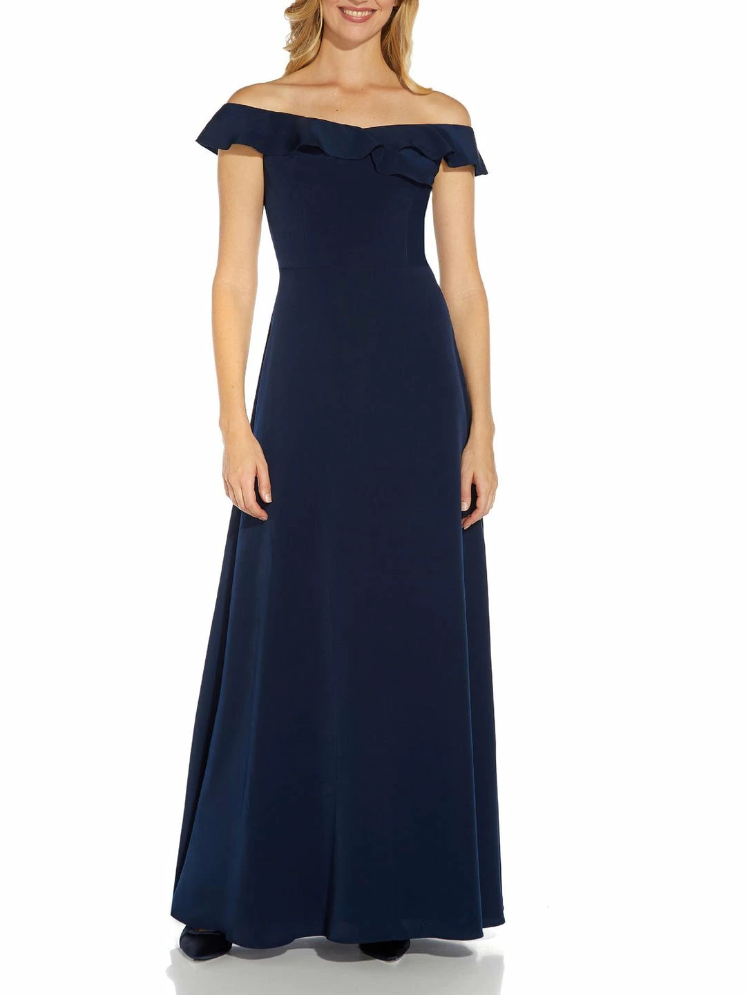 Hot Sale โ Adrianna Papell ๐ฉ Womens Ruffled Trim Maxi Evening ๐ Dress ๐คฉ - Image 2