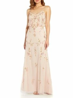 Hot Sale 🛒 Adrianna Papell 👩 Womens Floral Embellished Evening 👗 Dress ⭐