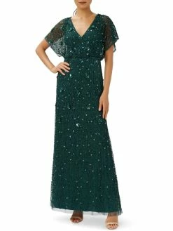 Deals 🎉 Adrianna Papell 👩 Womens Beaded Maxi Evening 👗 Dress 😀