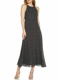 Best Pirce โ๏ธ Adrianna Papell ๐ฉ Womens Chiffon Dot Print Midi ๐ Dress ๐ฏ