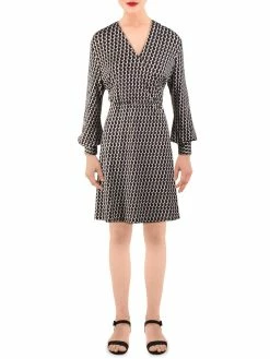 Promo 🎁 Adrianna Papell 👩 Womens Surplice Geometric Wrap 👗 Dress ⭐