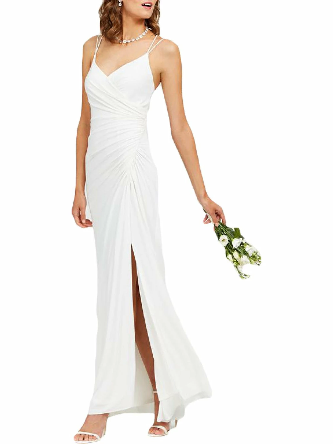 Buy 🔔 Adrianna Papell 👩 Womens Ruched V-Neck Evening 👗 Dress ✔️