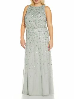 Hot Sale 🧨 Adrianna Papell Plus 👩 Womens Embellished Prom Evening 👗 Dress ❤️