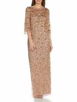Cheap 👍 Adrianna Papell 👩 Womens Embellished Bell Sleeve Evening 👗 Dress 🔔