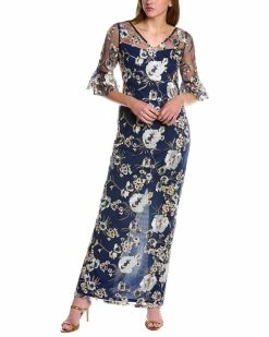 Budget 🔔 Adrianna Papell Embroidered Column Gown for 👩 women 🛒