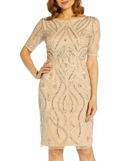 Brand new ✨ Adrianna Papell 👩 Womens Embellished Sheath Cocktail and Party 👗 Dress ❤️