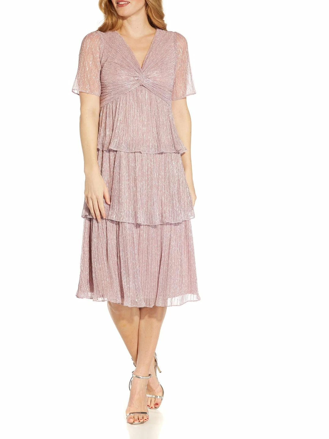 Promo ๐ Adrianna Papell ๐ฉ Womens Metallic Tiered Cocktail and Party ๐ Dress โญ - Image 3