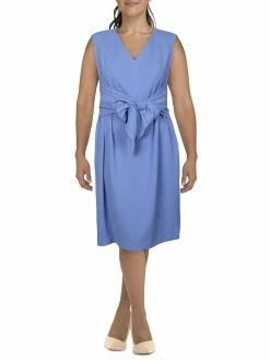 Discount ✔️ Adrianna Papell Plus 👩 Womens V Neck Tie Front Sheath 👗 Dress 🎁