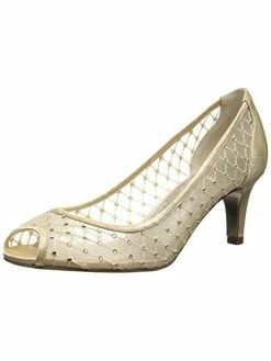 Best Sale ⭐ Adrianna Papell Jamie 👩 Womens Rhinestone Sheer Peep-Toe 👠 Heels ⭐