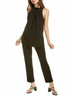 New 🔔 Adrianna Papell 👩 Womens Pleated Straight Leg Jumpsuit ⭐