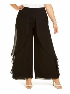 Brand new ⌛ Adrianna Papell Plus 👩 Womens Chiffon Ruffled Wide Leg Pants 🌟