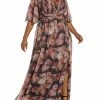Outlet 🛒 Adrianna Papell Plus 👩 Womens Printed Draped Evening 👗 Dress ❤️