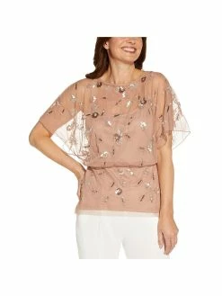 Best Pirce ⭐ Adrianna Papell 👩 Womens Beaded Peplum Blouse 🧨