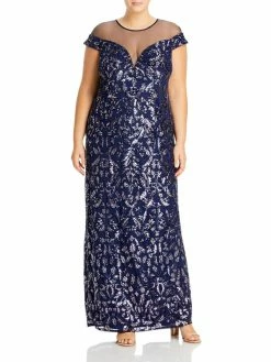 Deals ⭐ Adrianna Papell Plus 👩 Womens Sequined Maxi Evening 👗 Dress 💯