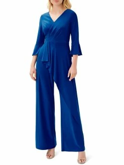 Buy 🥰 Adrianna Papell 👩 Womens Ruffled V Neck Jumpsuit 👏