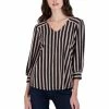 Best reviews of 🥰 Adrianna Papell 👩 Womens Striped Three-Quarter Cuff Blouse 👏