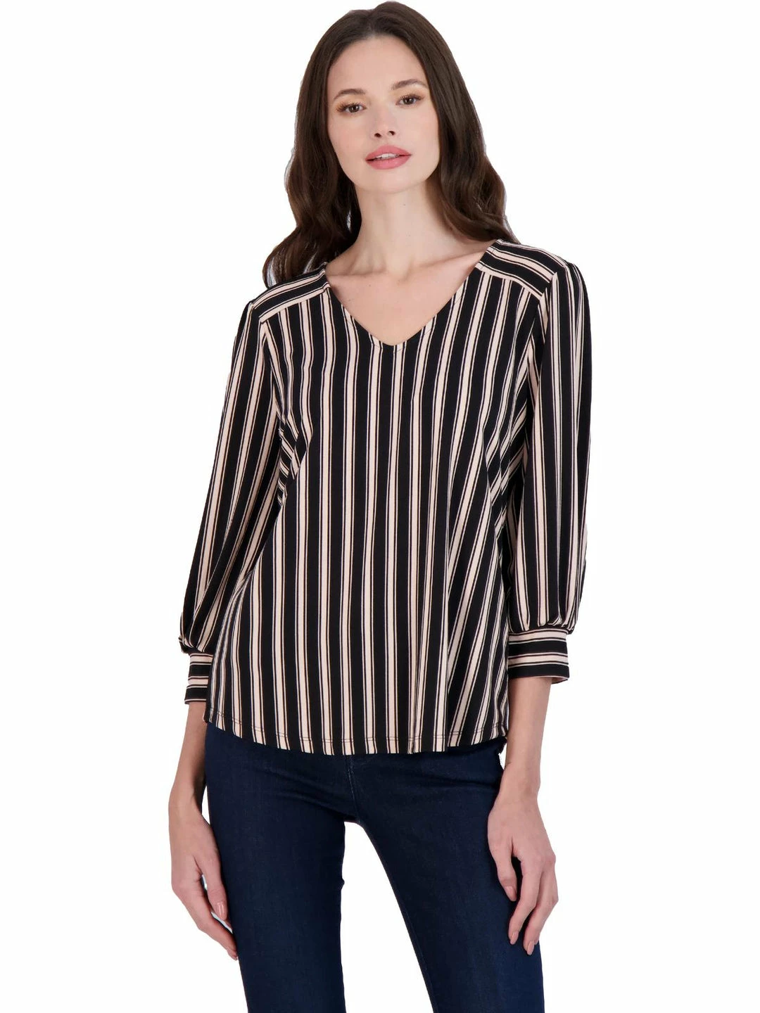 Best reviews of ๐ฅฐ Adrianna Papell ๐ฉ Womens Striped Three-Quarter Cuff Blouse ๐