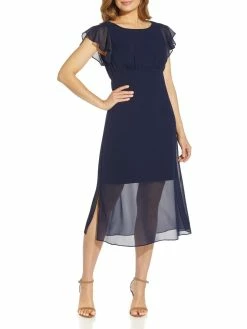 New 🥰 Adrianna Papell 👩 Womens Chiffon Illusion Cocktail and Party 👗 Dress 🛒