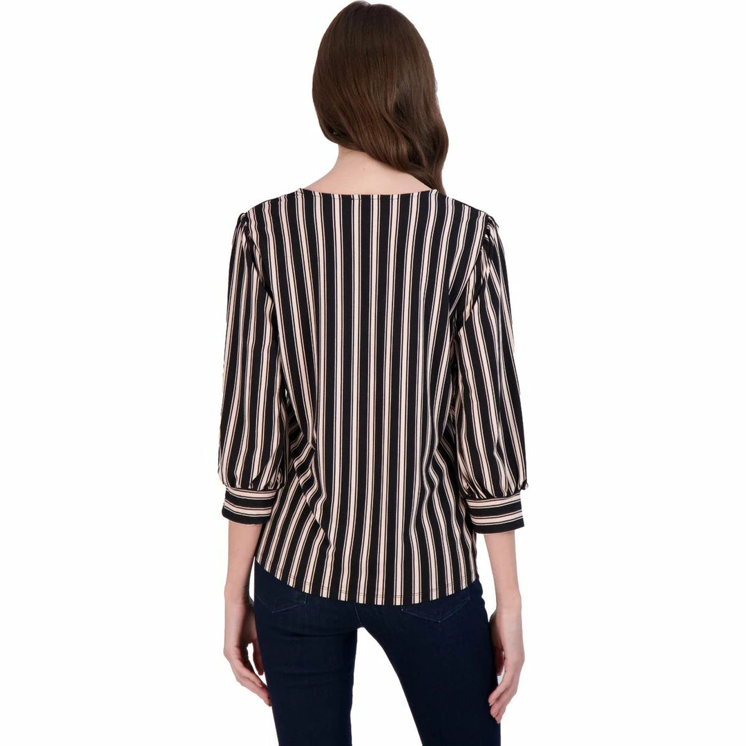 Best reviews of ๐ฅฐ Adrianna Papell ๐ฉ Womens Striped Three-Quarter Cuff Blouse ๐ - Image 4