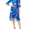 Promo ⌛ Adrianna Papell 👩 Womens Floral Print Surplice Neckline Wrap 👗 Dress 🔥