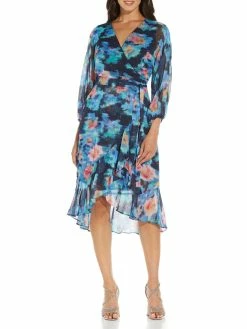 Brand new 🧨 Adrianna Papell 👩 Womens Metallic Sheer Midi 👗 Dress 🤩