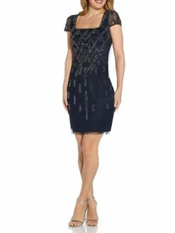 New 💯 Adrianna Papell 👩 Womens Sequined Midi Cocktail and Party 👗 Dress 🥰