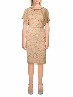 Buy 😍 Adrianna Papell 👩 Womens Mesh Embellished Cocktail and Party 👗 Dress 😍
