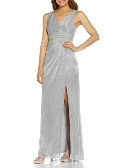 Buy 🧨 Adrianna Papell 👩 Womens Metallic Maxi Evening 👗 Dress 👍