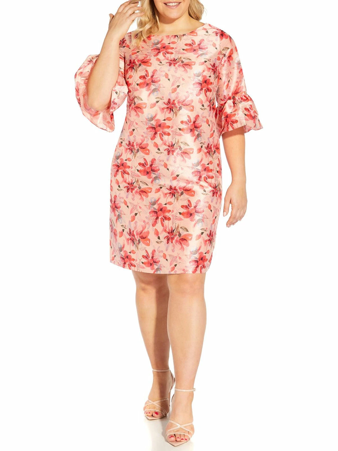 New ๐คฉ Adrianna Papell Plus ๐ฉ Womens Floral Print Knee-Length Shift ๐ Dress โ๏ธ