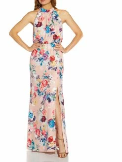 Discount 🤩 Adrianna Papell 👩 Womens Satin Floral Evening 👗 Dress 🧨