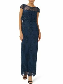 Outlet 🎁 Adrianna Papell 👩 Womens Embroidered Tea-Length Evening 👗 Dress 🤩