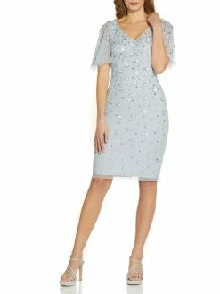 Outlet 🌟 Adrianna Papell 👩 Womens Applique Midi Cocktail and Party 👗 Dress 🤩