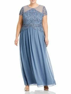 Budget 🔥 Adrianna Papell Plus 👩 Womens Beaded Maxi Evening 👗 Dress 😉