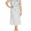 Cheap ✨ Adrianna Papell Plus 👩 Womens Embellished Midi Cocktail and Party 👗 Dress ✨