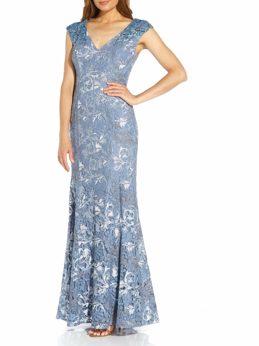 Brand new 💯 Adrianna Papell 👩 Womens Embroidered Maxi Evening 👗 Dress 🎉