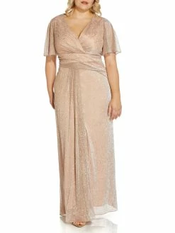 Cheap ❤️ Adrianna Papell Plus 👩 Womens Metallic Draped Evening 👗 Dress 👍