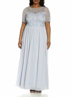 Cheapest ⭐ Adrianna Papell Plus 👩 Womens Beaded Maxi Evening 👗 Dress 🧨