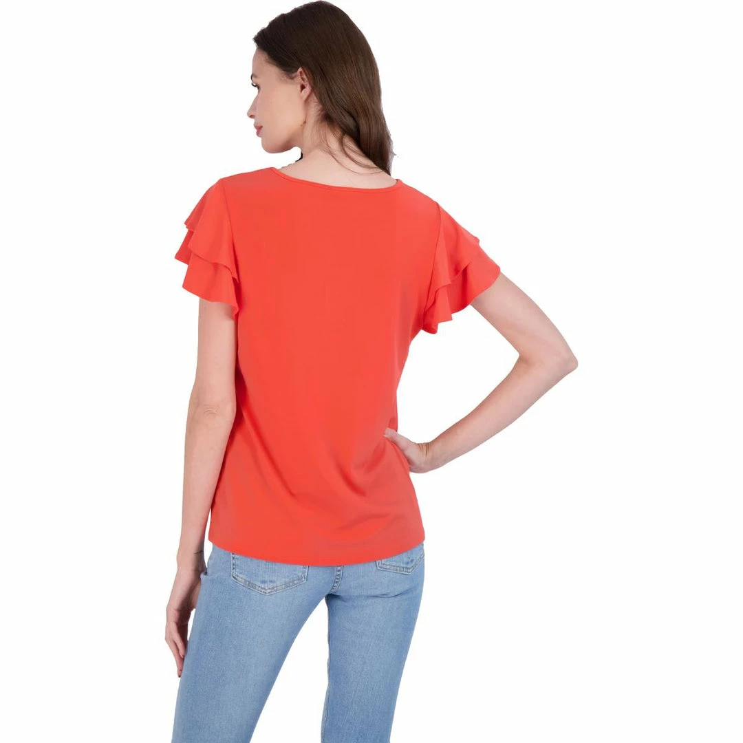 Best reviews of โ Adrianna Papell ๐ฉ Womens Cut-Out Flutter Sleeves Top ๐คฉ - Image 4